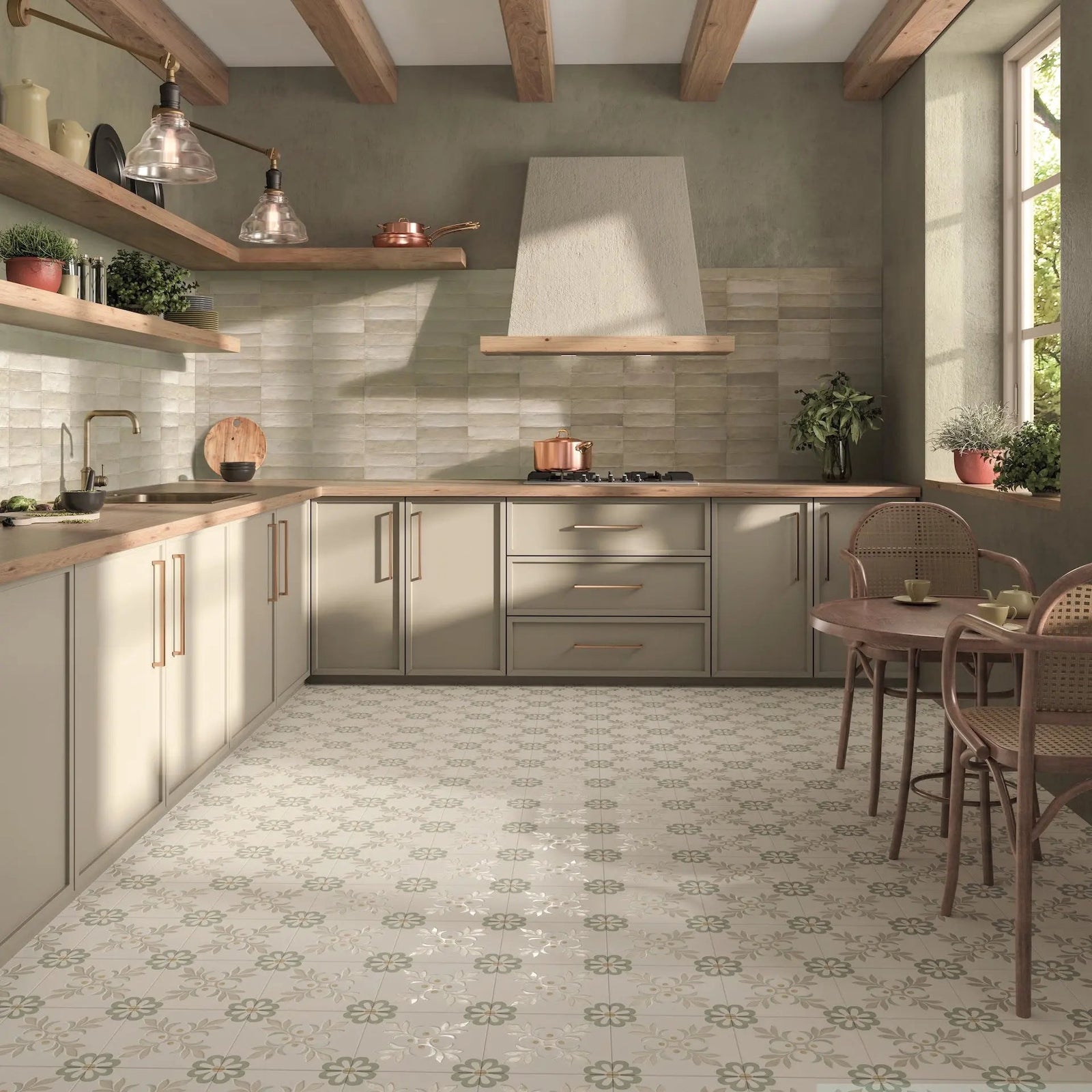 Terra Bone 6 x 24.6cm Porcelain Tile in a bathroom setting