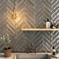 Bali Grey 7.5 x 30cm glazed ceramic zellige tile room setting