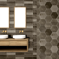 Bali Grey 7.5 x 30cm glazed ceramic zellige tile room setting