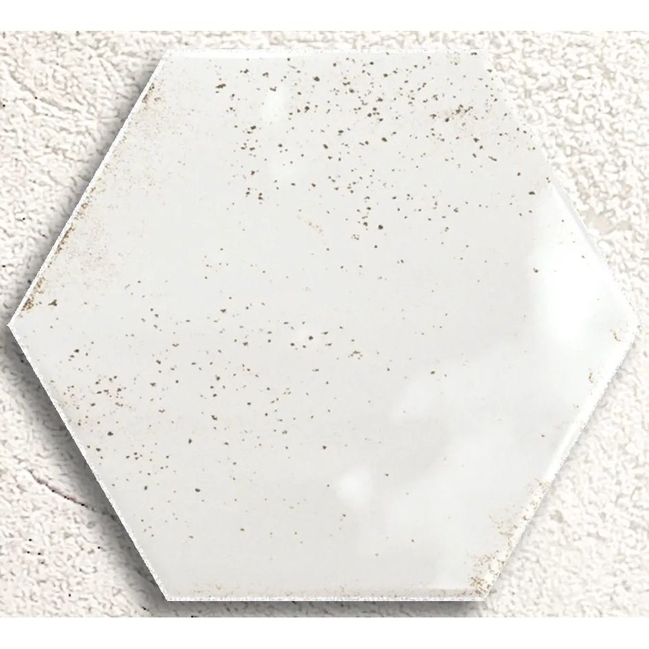 Bali White Hexagon 15 x 17.3cm glazed ceramic hexagon tile face