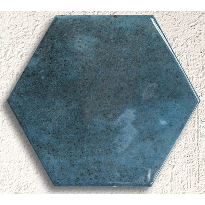 Bali Blue Hexagon 15 x 17.3cm glazed ceramic hexagon tile face