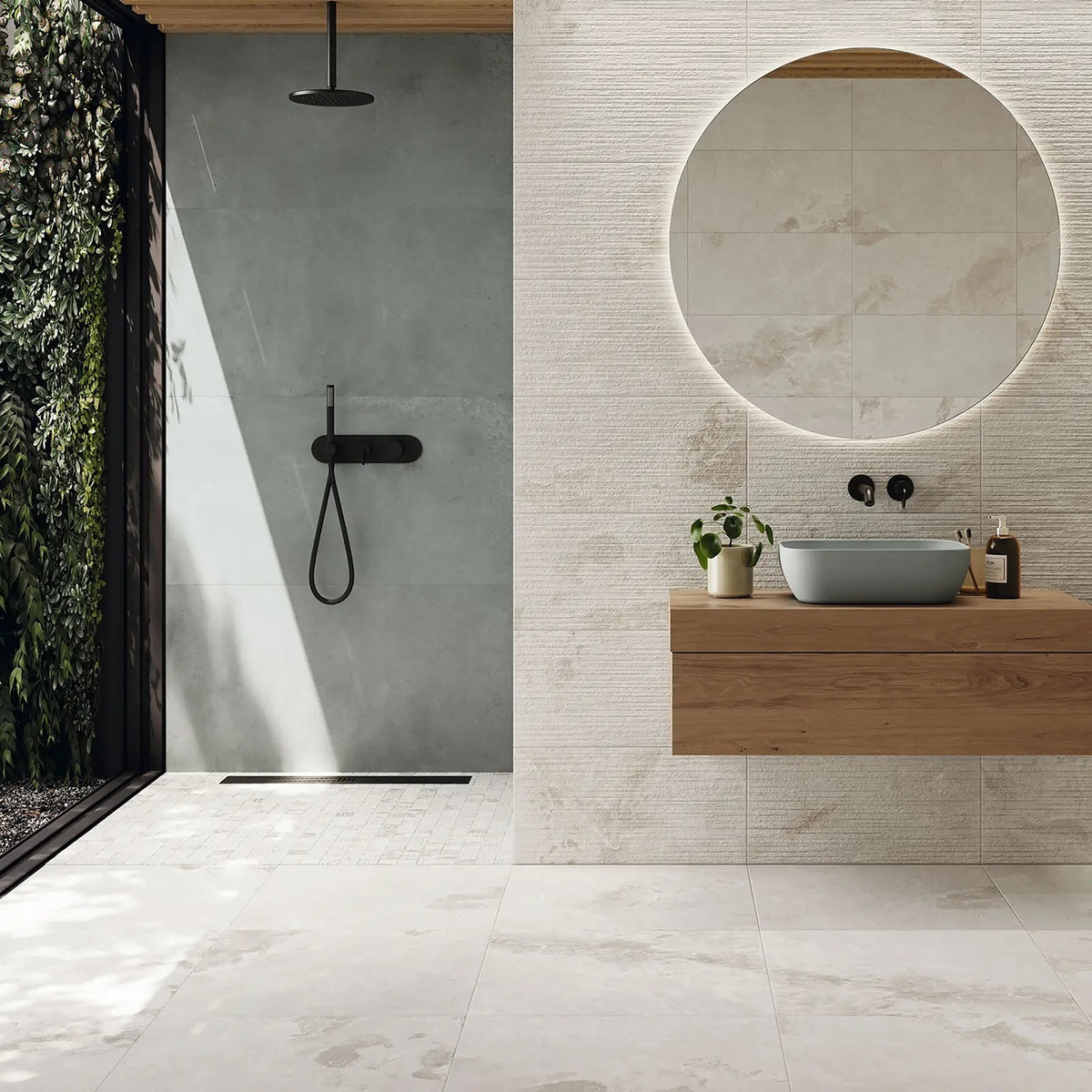 Cove Beige Décor 30 x 60cm porcelain stone-effect decorative tile room setting