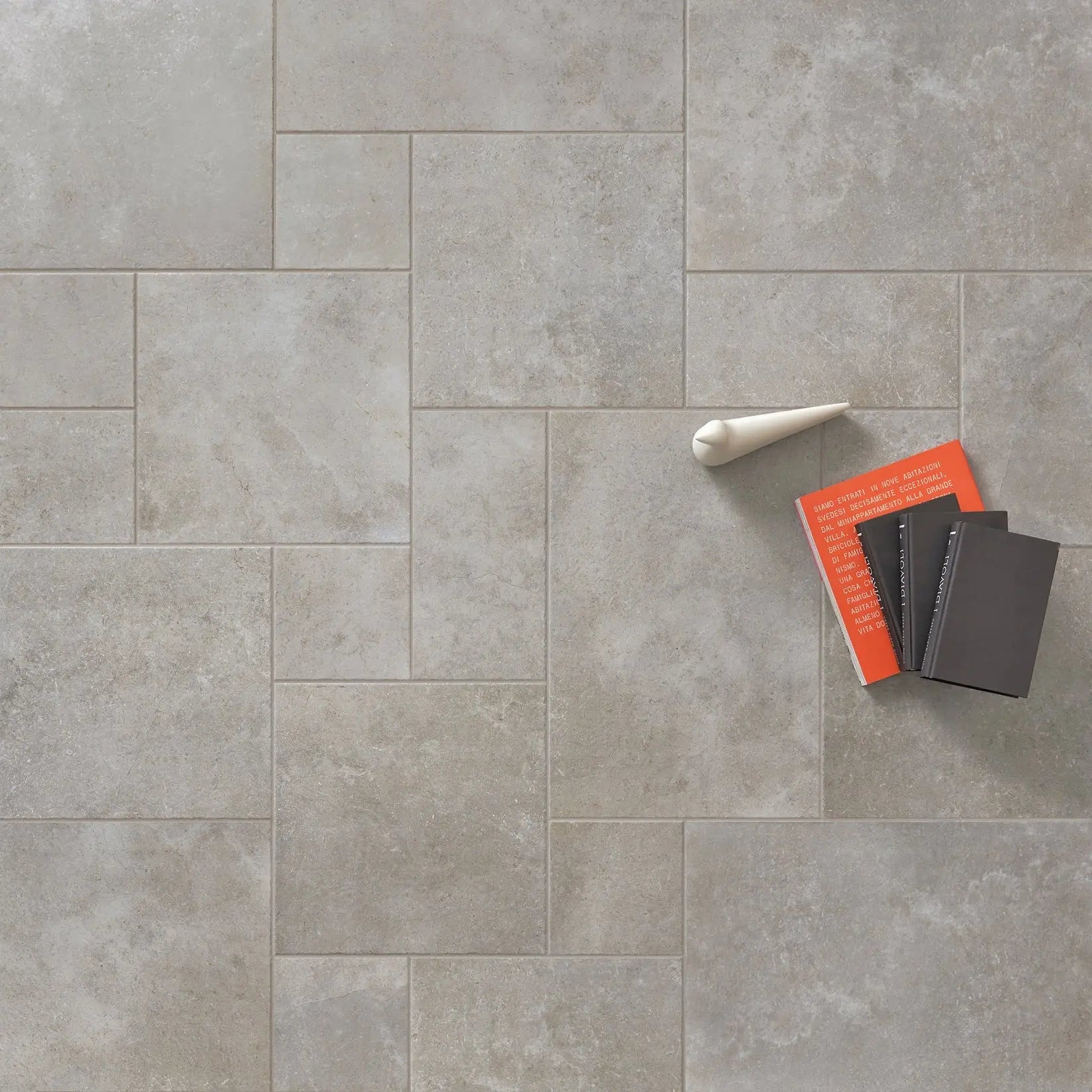 Pietro Mist Italian porcelain modular floor tiles in a light-filled living space