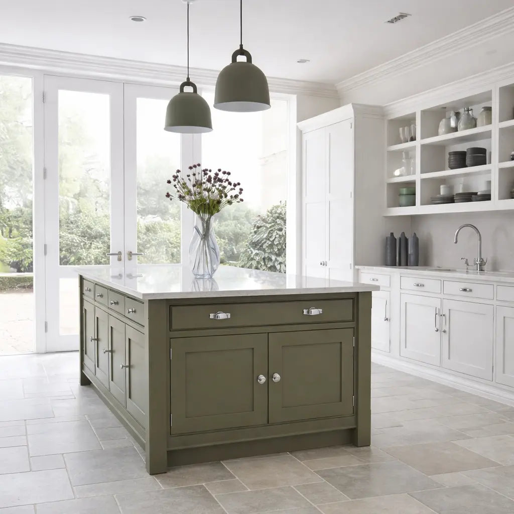 Pietro Mist grey modular stone effect porcelain floor tiles in a room setting