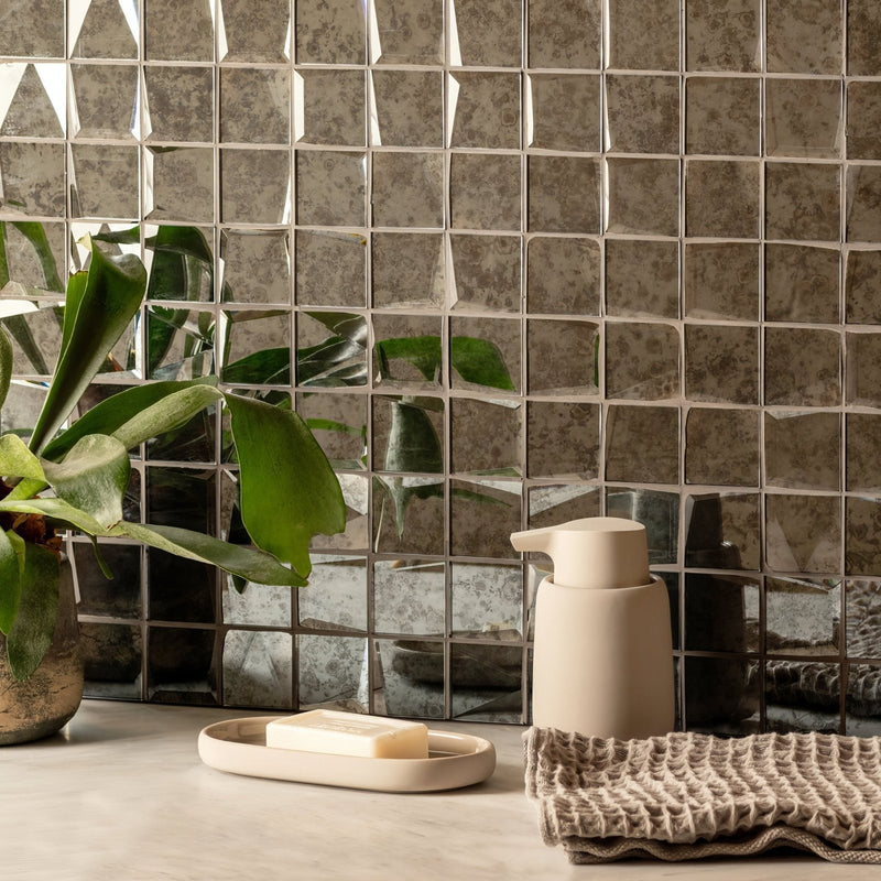 50mm Facet Mosaic Antique Mirror Grey