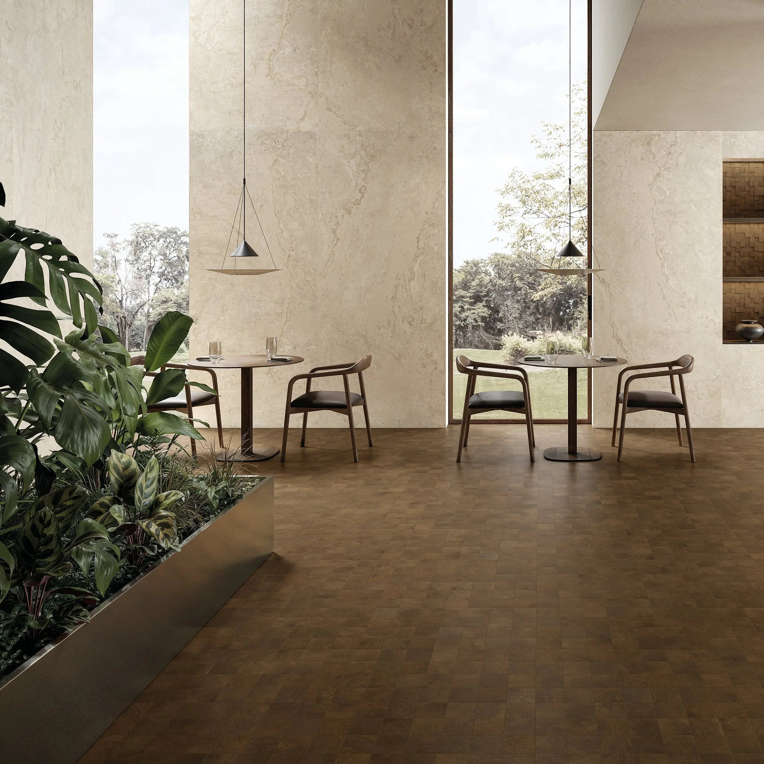 Fraser Espresso 10x10cm wood-effect porcelain tile room setting