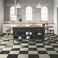 Lomond Blanco 30x30cm marble-effect porcelain tile chequerboard floor room setting