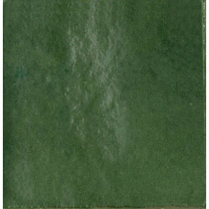 Taza Forest deep green glazed ceramic zellige-style wall tile, 10 x 10cm, tile face