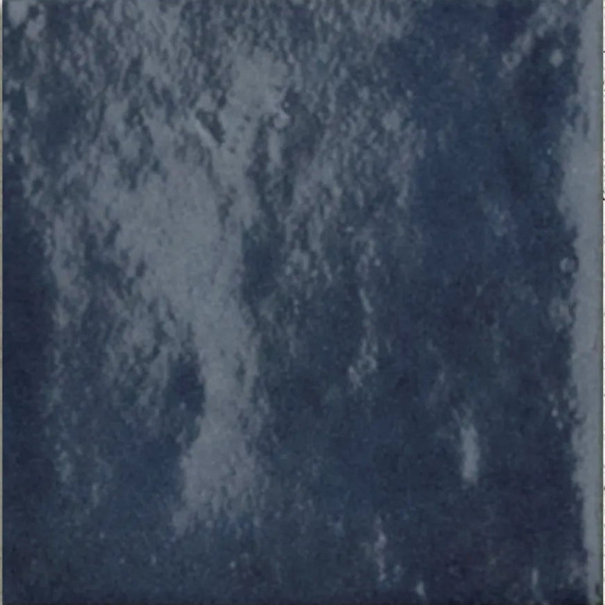 Taza Denim indigo blue glazed ceramic zellige-style wall tile, 10 x 10cm, tile face