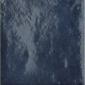 Taza Denim indigo blue glazed ceramic zellige-style wall tile, 10 x 10cm, tile face