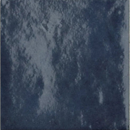 Taza Denim indigo blue glazed ceramic zellige-style wall tile, 10 x 10cm, tile face