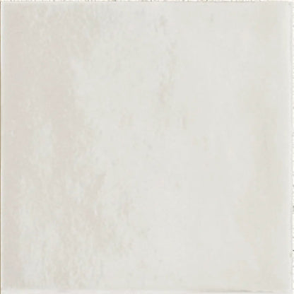 Taza Chalk white glazed ceramic zellige-style wall tile, 10 x 10cm, tile face