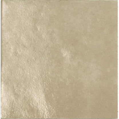 Taza Oat beige glazed ceramic zellige-style wall tile, 10 x 10cm, tile face