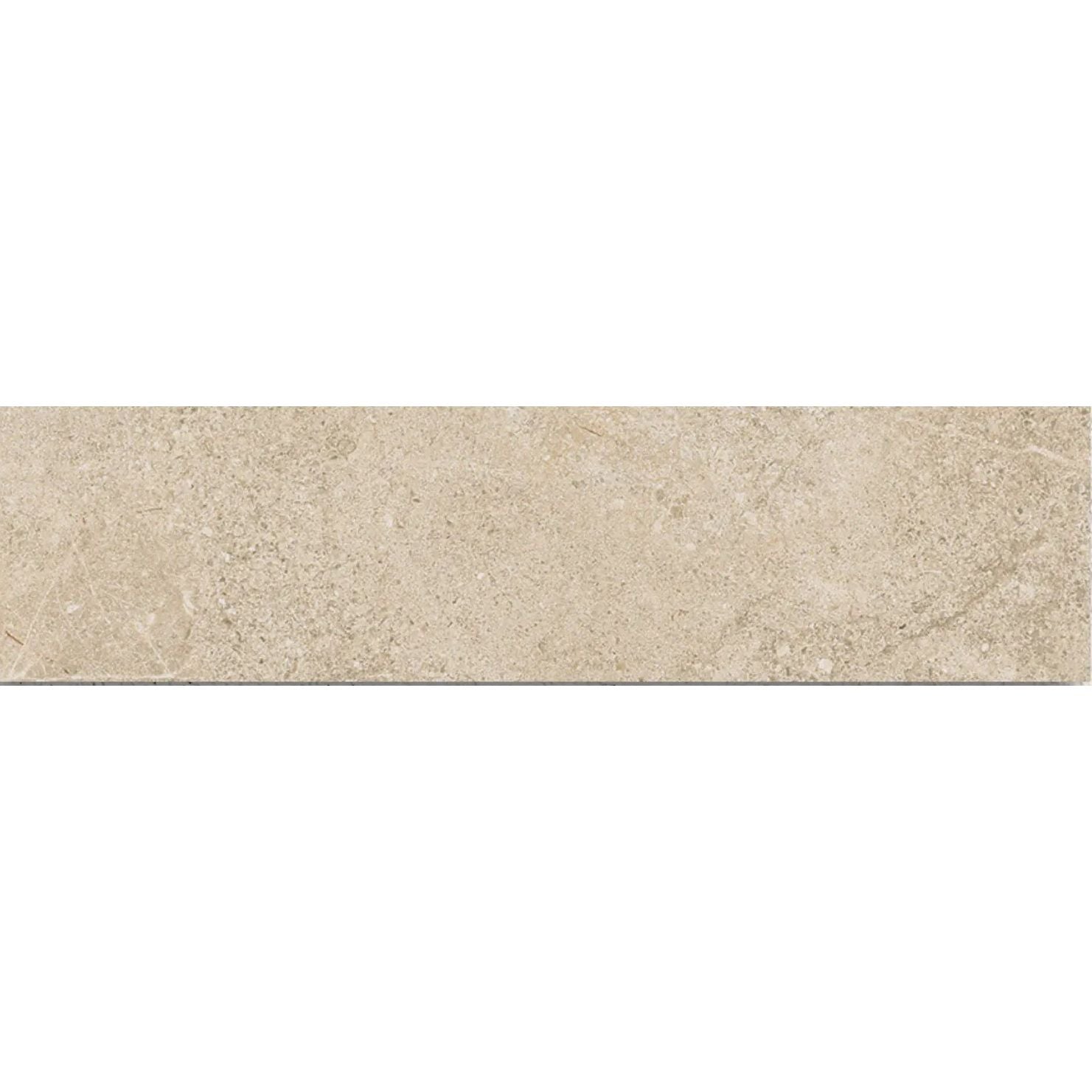 Atlas Almond 7.5 x 30cm matt porcelain tile face detail