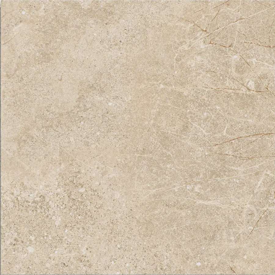 Atlas Almond matt porcelain stone-effect tile 30 x 30cm face detail