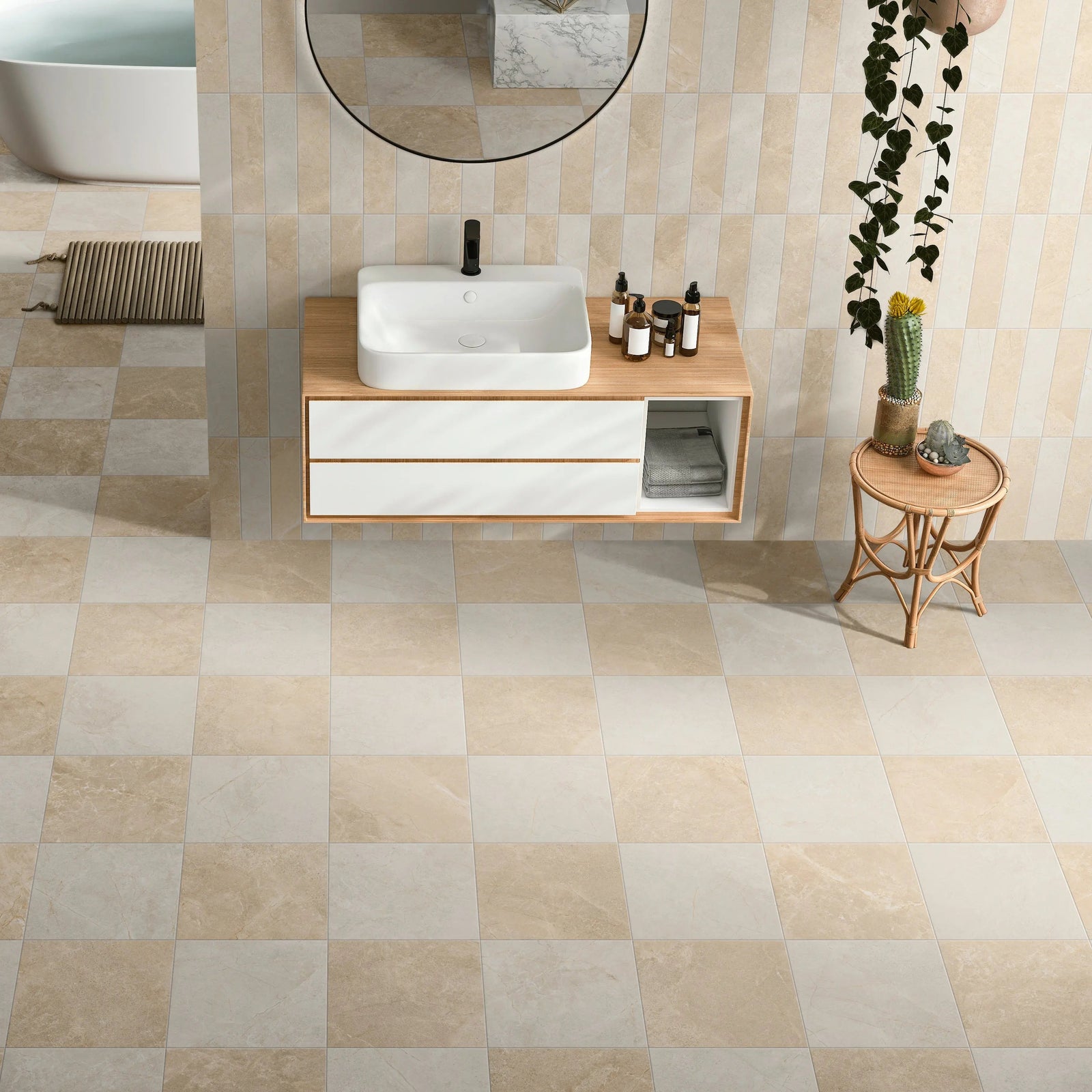 Atlas Almond 30 x 30cm Porcelain Tile – close-up detail