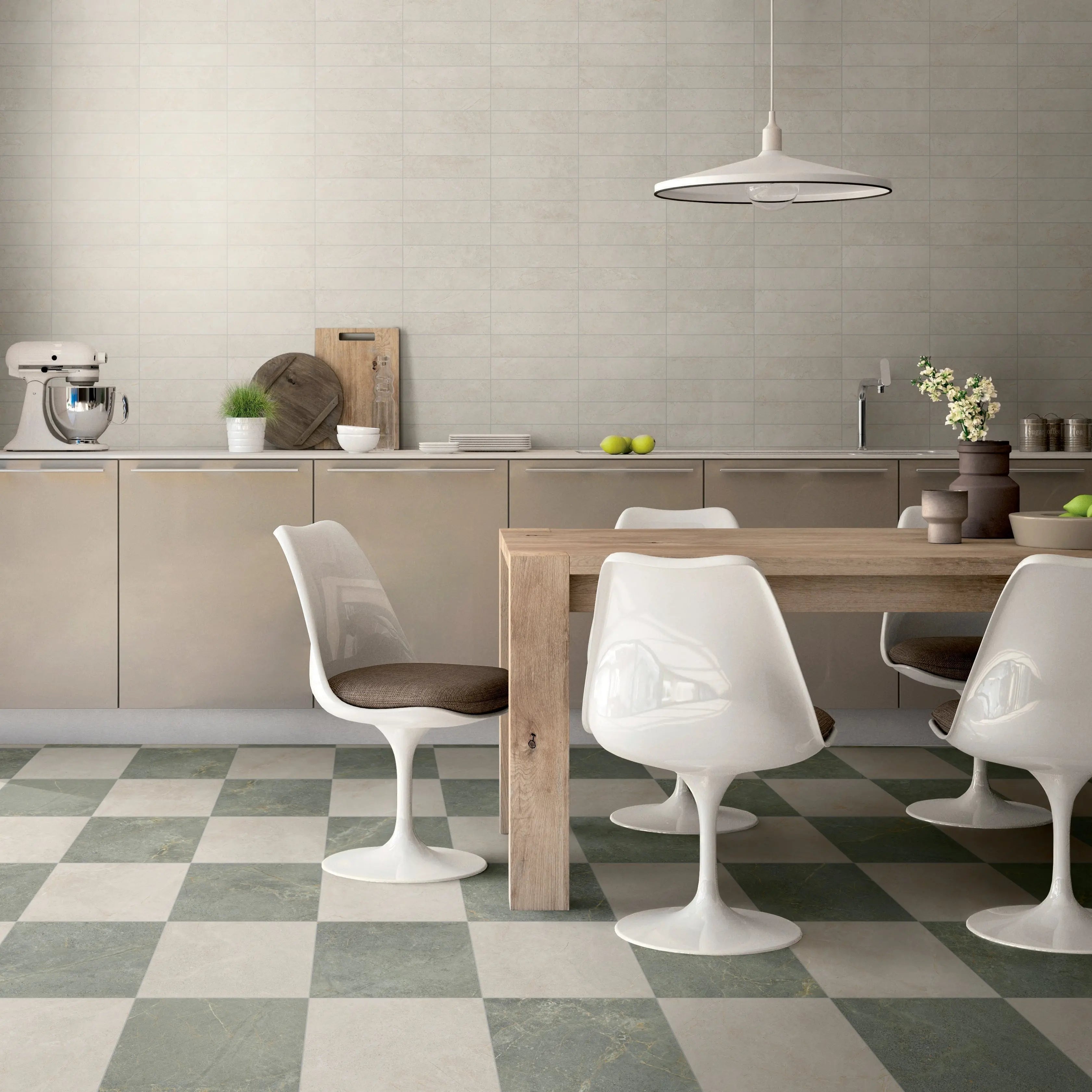 Atlas Jadestone green matt porcelain tiles styled in an interior