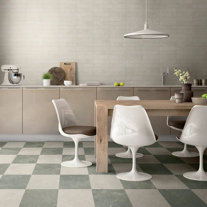 Atlas Jadestone green matt porcelain tiles styled in an interior
