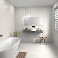 Himalaya White 30 x 60cm glazed ceramic stone effect tile room setting