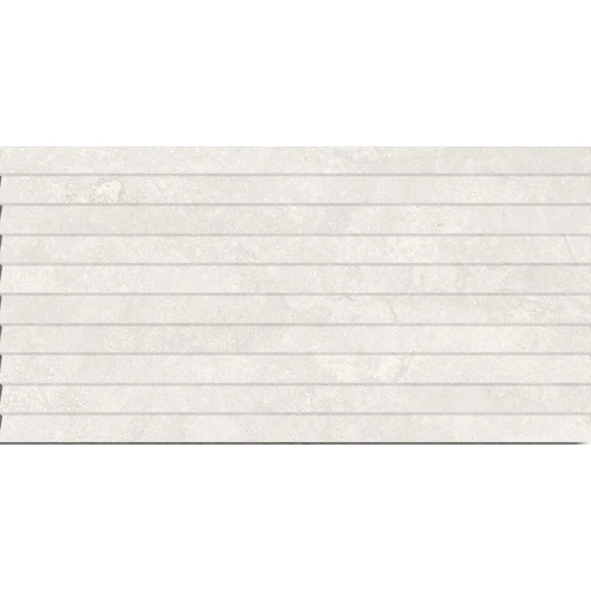 Himalaya White Carved Decor 30 x 60cm glazed ceramic carved stone effect tile face