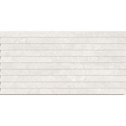 Himalaya White Carved Decor 30 x 60cm glazed ceramic carved stone effect tile face