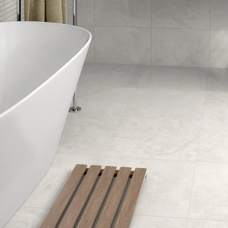 Himalaya White Floor 45 x 45cm glazed ceramic stone effect tile room setting