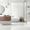 Muse White 30 x 60cm ceramic marble effect tile room setting