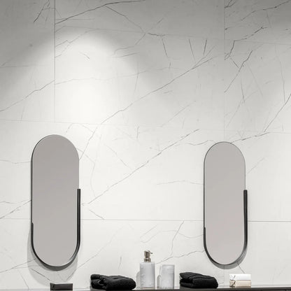 Muse White 30 x 60cm ceramic marble effect tile room setting