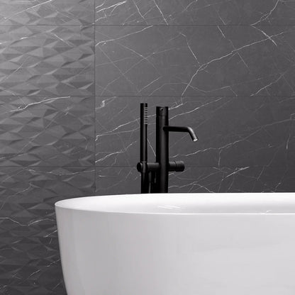 Muse Coal 30 x 60cm ceramic marble effect tile room setting
