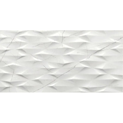 Muse White Prisma Decor 30 x 60cm ceramic marble effect tile face