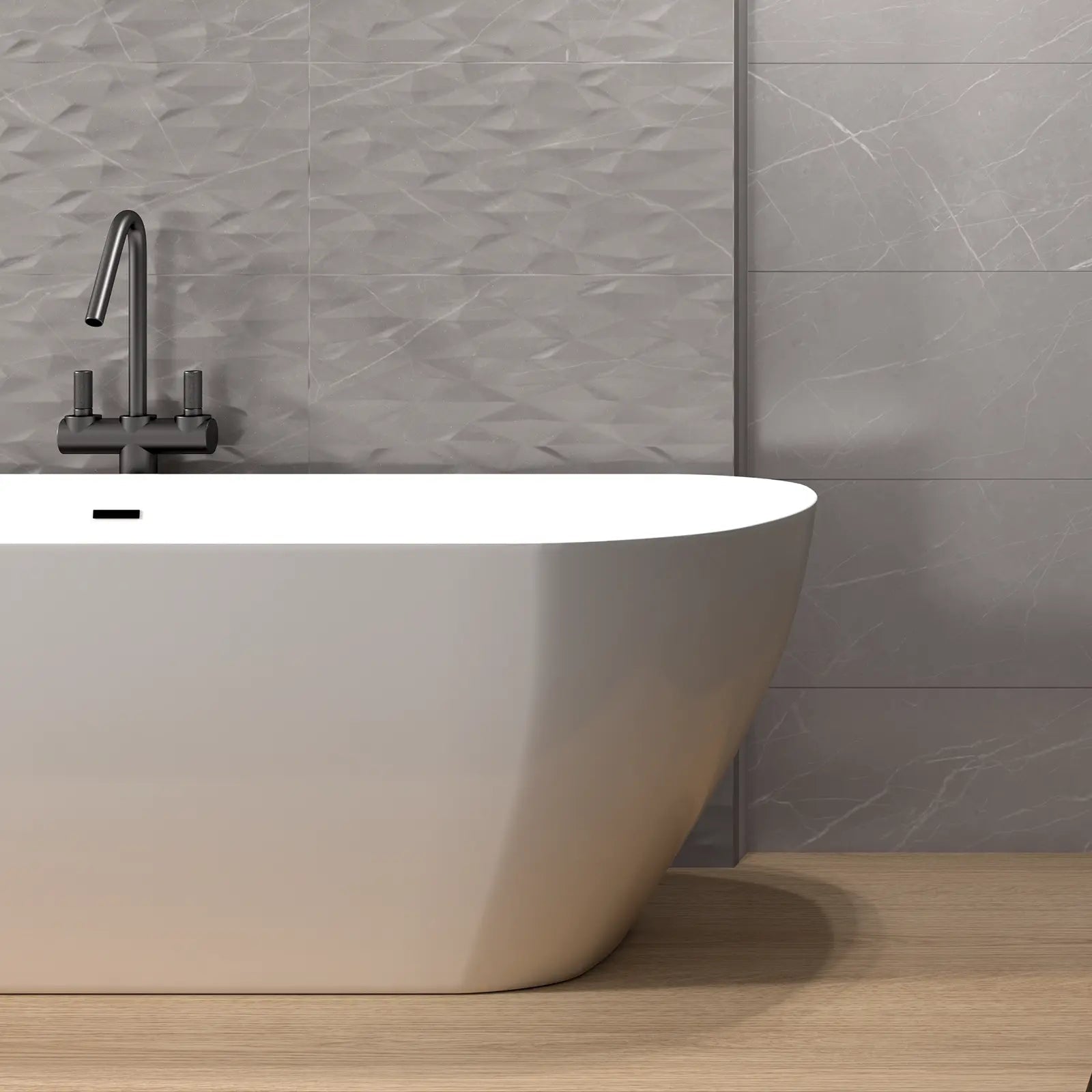 Muse Grey Prisma Decor 30 x 60cm ceramic marble effect tile room setting
