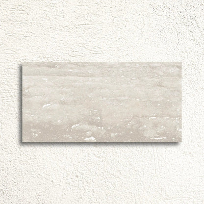 Pure Travertine Grey Gloss 30 x 60cm glazed ceramic stone effect tile face