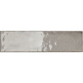 Lisbon Grey Shine gloss ceramic zellige-style brick wall tile 5.6 x 26.7cm
