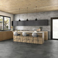 Lisbon Grey Shine ceramic wall tile kitchen splashback room setting