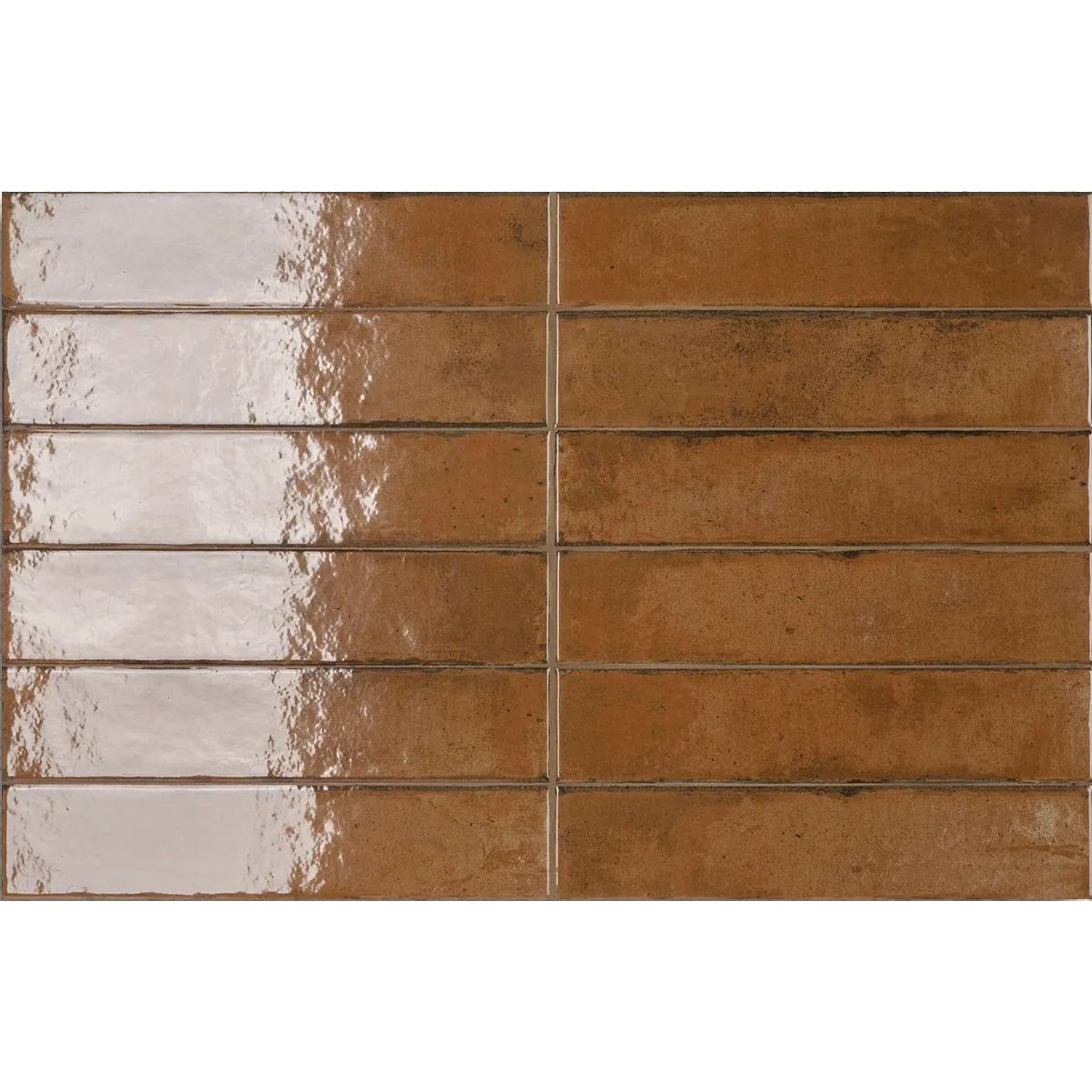 Lisbon Terracotta Shine single gloss ceramic tile face detail