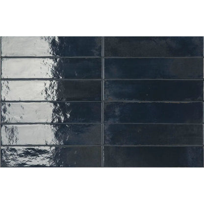 Lisbon Blue Cobalt Shine single gloss ceramic tile face detail
