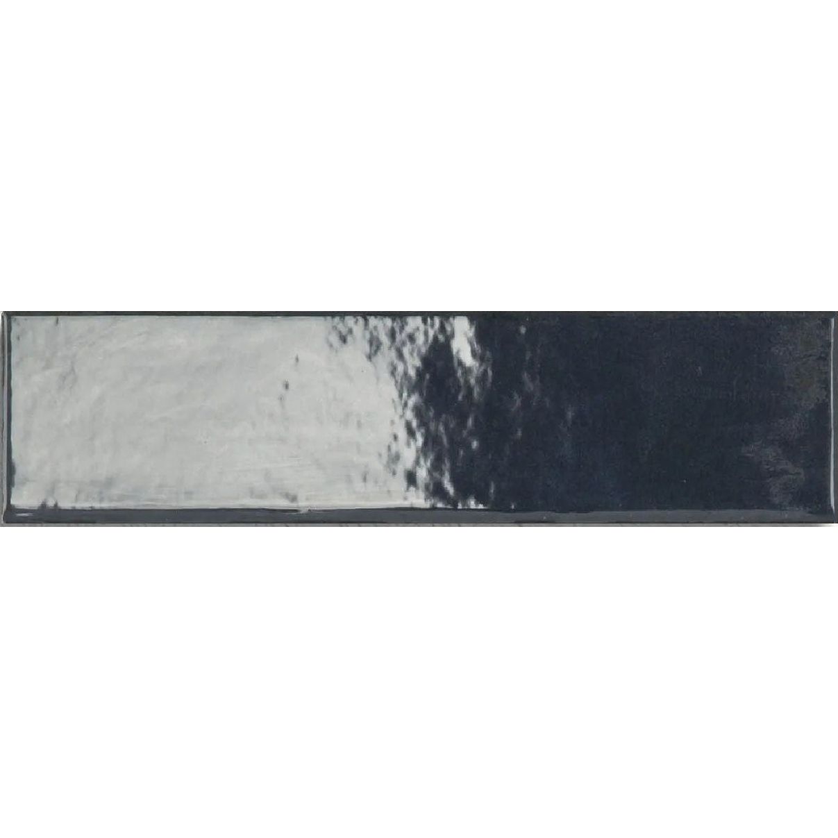 Lisbon Blue Cobalt Shine deep blue gloss ceramic zellige-style brick wall tile 5.6 x 26.7cm