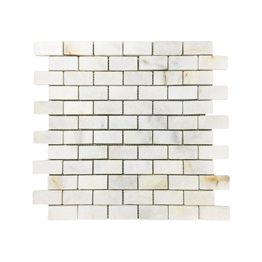 Calacatta Sugar Polished Marble Brick Mosaic Wall & Floor Tile - alternate view