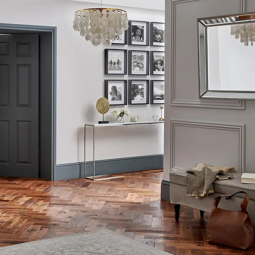 Goodrich Spiced Oak Herringbone engineered wood flooring stocked by Hyperion Tiles