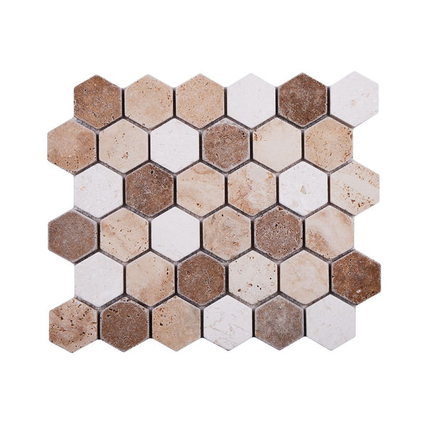 Tumbled Travertine Hexagon