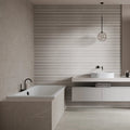 Athens Light Grey Mat 29.8 x 59.8cm glazed ceramic stone effect tile room setting