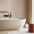 Athens Beige Struktura Décor 29.8 x 59.8cm glazed ceramic feature wall room setting