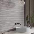 Athens Light Grey Struktura Décor 29.8 x 59.8cm glazed ceramic feature wall room setting