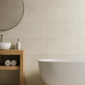 Moonstone White Mat 29.8 x 59.8cm ceramic matt stone effect tile room setting
