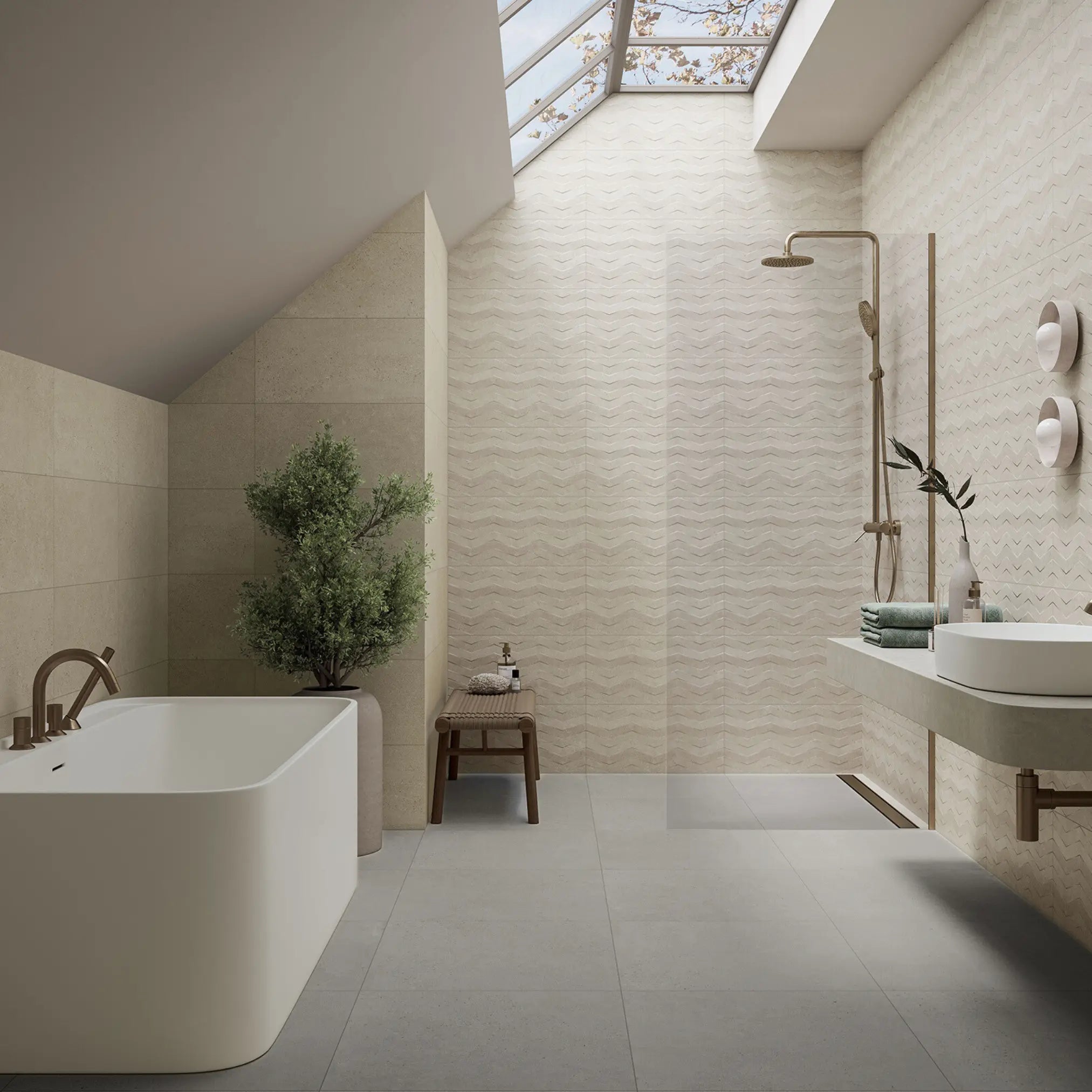 Moonstone Grey Mat 59.8 x 59.8cm porcelain matt stone effect tile room setting