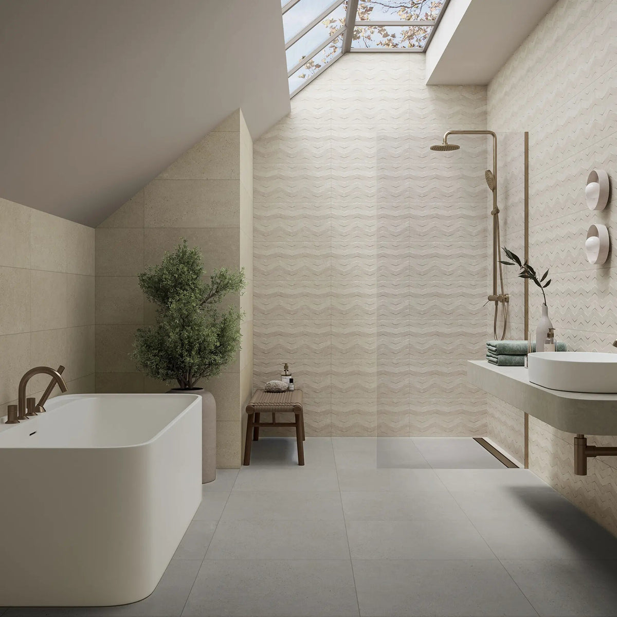 Moonstone Grey Mat 59.8 x 59.8cm porcelain matt stone effect tile room setting
