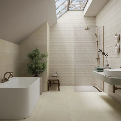 Moonstone Crema Mat 29.8 x 59.8cm ceramic matt stone effect tile room setting