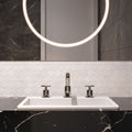 Close detail of polished Dolomite marble hexagons showing bright white tone and faint pale veining