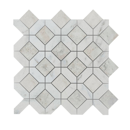 Carrara White - Nimbus Honed Marble Window Mosaic Wall & Floor Tile - alternate view