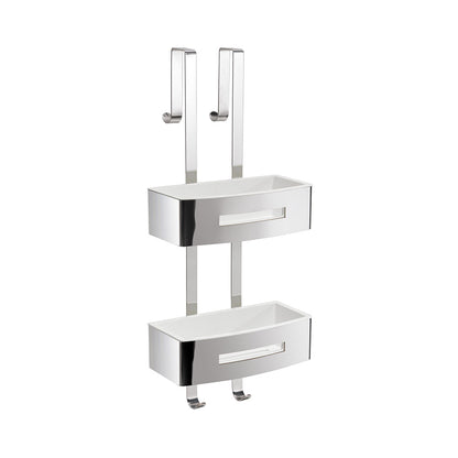 Poseidon Rectangular Double Hanging Basket in Chrome/White - Origins Living